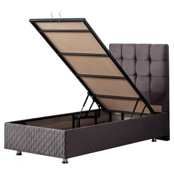 Setay Duke 120x200 cm Başlıklı Yataklı Sandıklı Tek Kişilik Baza Seti Antrasit Gri