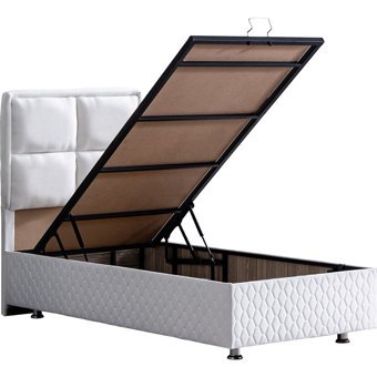 Setay Grand 90x190 cm Başlıklı Yataklı Sandıklı Tek Kişilik Baza Seti Beyaz