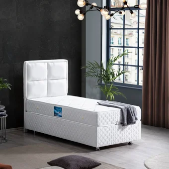 Setay Grand 90x190 cm Başlıklı Yataklı Sandıklı Tek Kişilik Baza Seti Beyaz