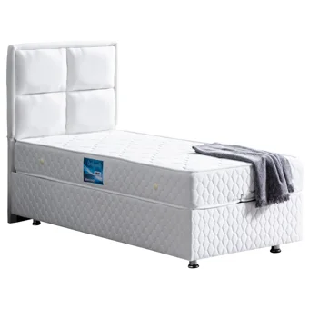 Setay Grand 90x190 cm Başlıklı Yataklı Sandıklı Tek Kişilik Baza Seti Beyaz