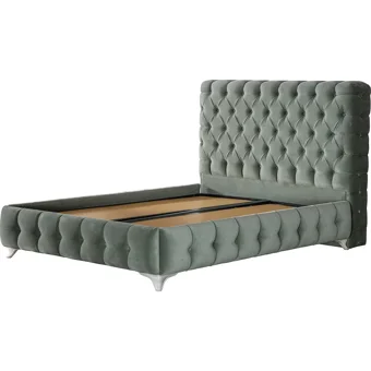 Hammak Klas 100x200 cm Başlıklı Sandıklı Tek Kişilik Baza Seti Gri