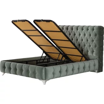 Hammak Klas 100x200 cm Başlıklı Sandıklı Tek Kişilik Baza Seti Gri