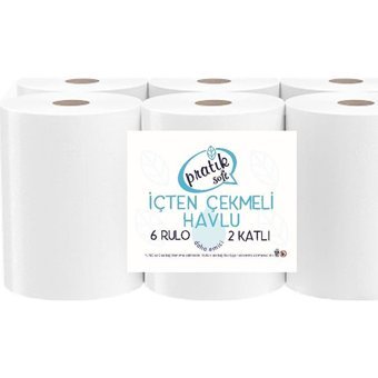 Pratik Soft İçten Çekmeli 2 Katlı 6'lı Rulo Kağıt Havlu