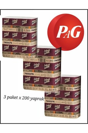 Selpak Professional Extra Dispenser 2 Katlı 200 Yaprak 3'lü Z Katlama Kağıt Havlu