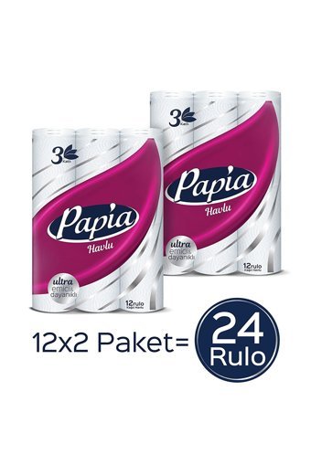 Papia 3 Katlı 24'lü Rulo Kağıt Havlu