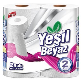 Yeşil Beyaz 2 Katlı 2'li Rulo Kağıt Havlu