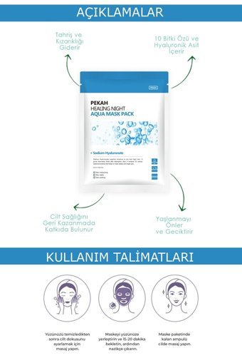 Pekah Hyaluronik Asit Ve 10 Bitki Özü Nemlendiricili Kağıt Yüz Maskesi 25 ml