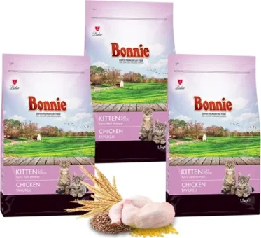 Bonnie Tavuklu Yavru Kedi Maması 1,5 Kg x 3 Adet