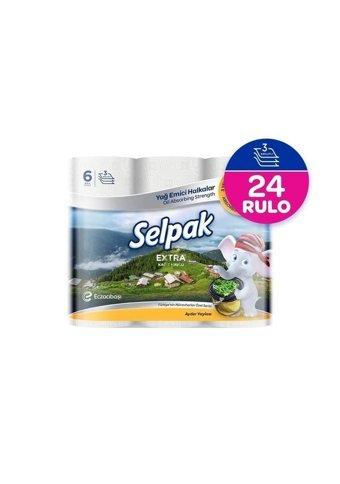 Selpak Extra Yağ Emici Halkalar 3 Katlı 24'lü Rulo Kağıt Havlu