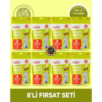 Reflex Pocket Treats Dental Care - Ağız ve Diş Sağlığı İçin Kedi Ödül Maması Seti 8x60 gr - 8X 60 gr