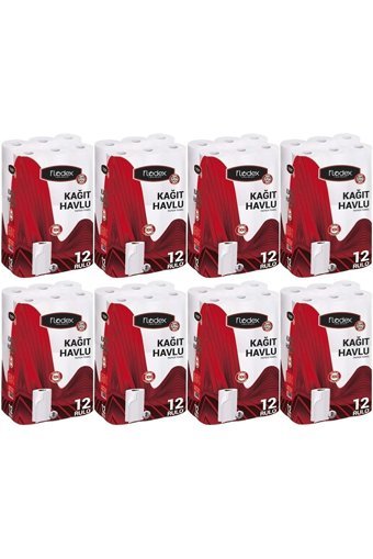 Flodex Extra Güçlü 2 Katlı 12x8'li Rulo Kağıt Havlu