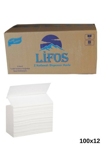 Lifos Dispenser 2 Katlı 100 Yaprak 12'li Z Katlama Kağıt Havlu