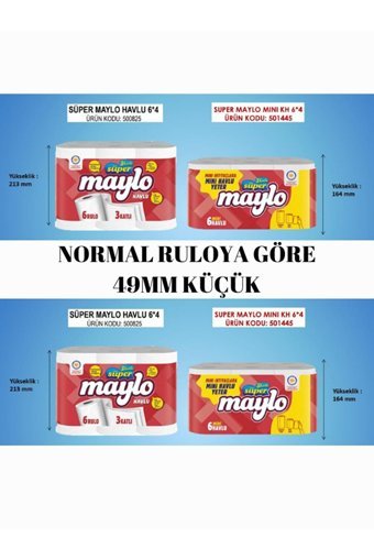 Maylo Mini 3 Katlı 6'lı Rulo Kağıt Havlu
