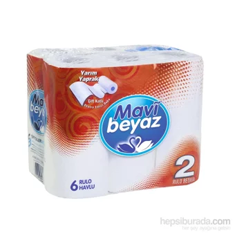 Mavi Beyaz 2 Katlı 6'lı Rulo Kağıt Havlu