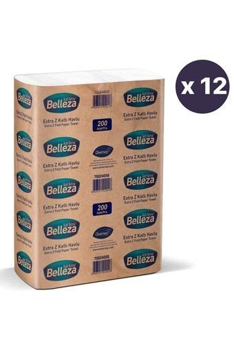 Belleza Dispenser 2 Katlı 100 Yaprak 12'li Z Katlama Kağıt Havlu