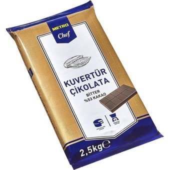 Metro Chef Kuvertür Çikolata %53 Bitter - 2,5 kg