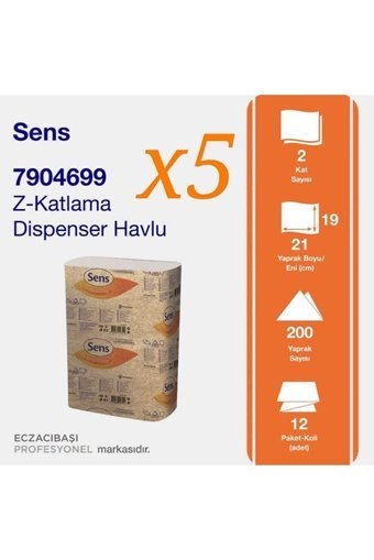 Sens 2 Katlı 200 Yaprak 60'lı Z Katlama Kağıt Havlu