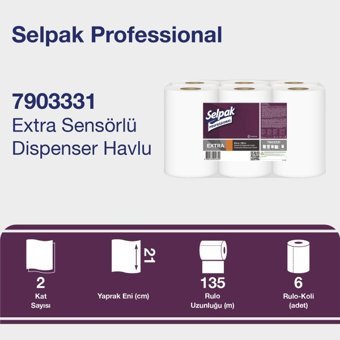 Selpak Professional Sensörlü 2 Katlı 6'lı Rulo 135 Metre Kağıt Havlu