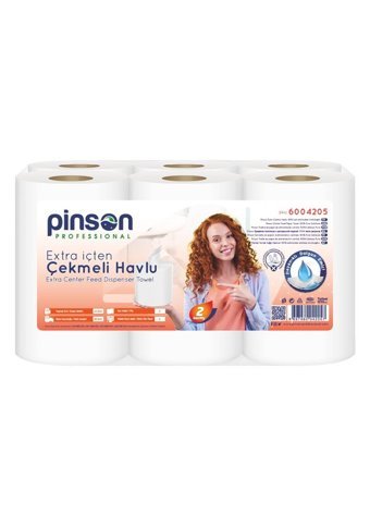 Pinson Professional Extra İçten Çekmeli Dispenser 2 Katlı 6'lı Rulo Kağıt Havlu