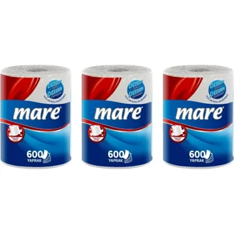 Mare Dev 2 Katlı 600 Yaprak 3'lü Rulo Kağıt Havlu