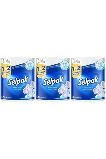 Selpak Dev 3 Katlı 3'lü Rulo Kağıt Havlu