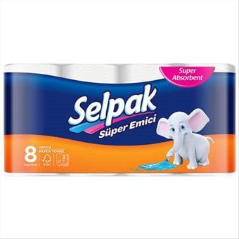 Selpak Süper Emici 3 Katlı 8'li Rulo Kağıt Havlu