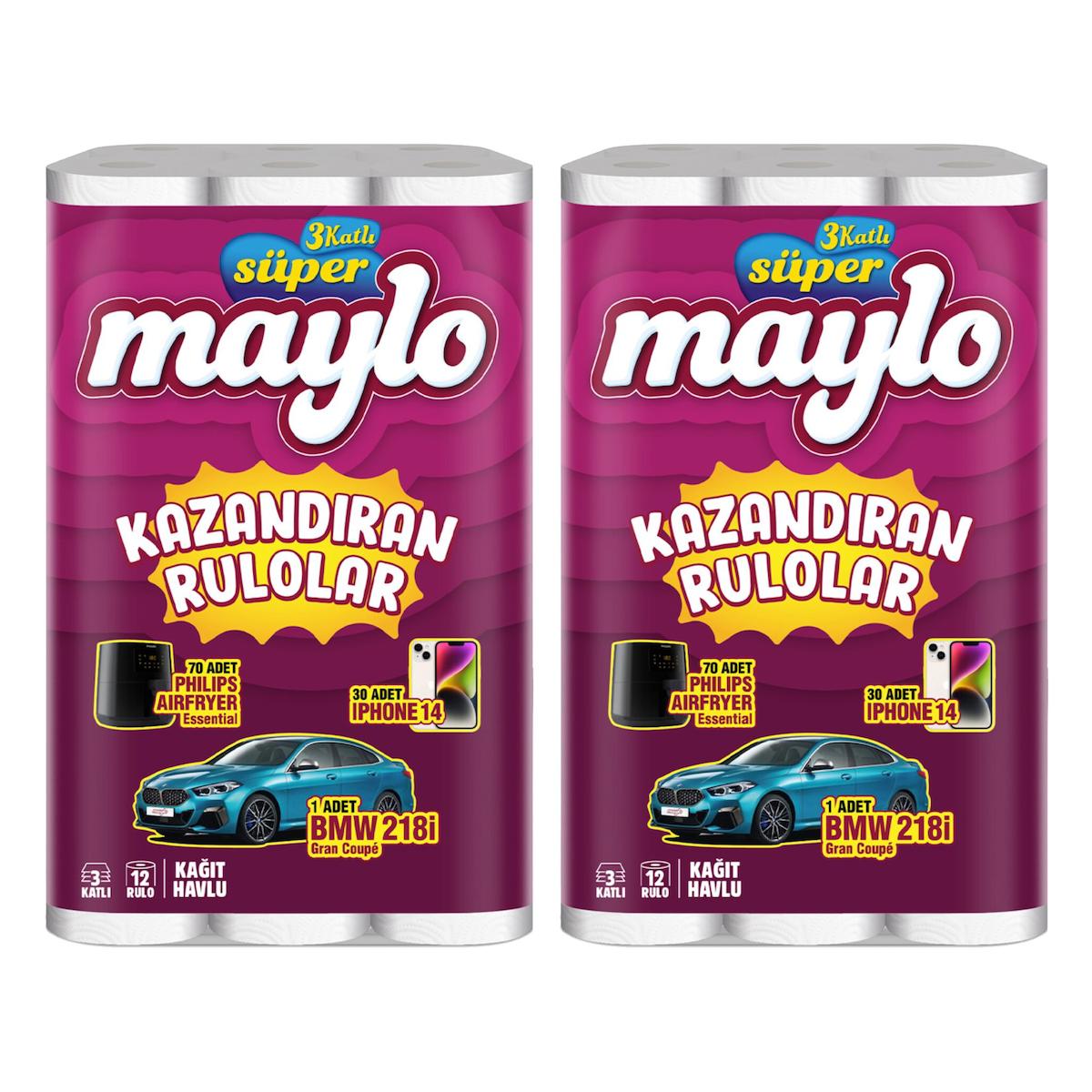 Maylo 3 Katlı 24'lü Rulo Kağıt Havlu