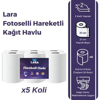 Lara Fotoselli Hareketli 2 Katlı 30'lu Rulo Kağıt Havlu