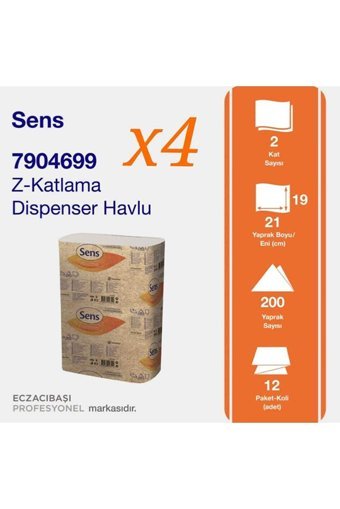 Sens 2 Katlı 200 Yaprak 48'li Z Katlama Kağıt Havlu