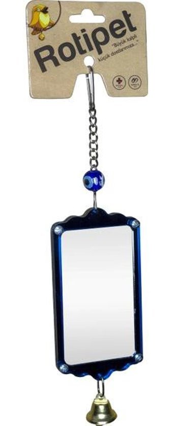 Rotipet Kuş Oyuncağı Akrilik Çerçeveli Ayna Büyük - Transparan Mavi