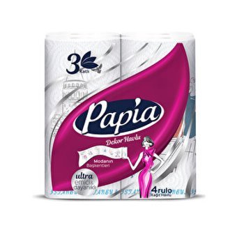 Papia Decor 3 Katlı 4'lü Rulo Kağıt Havlu