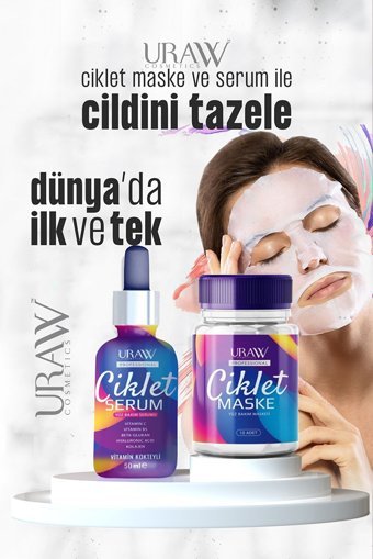 Uraw Ciklet Nemlendiricili Kağıt Yüz Maskesi 10 Adet + Serum Set