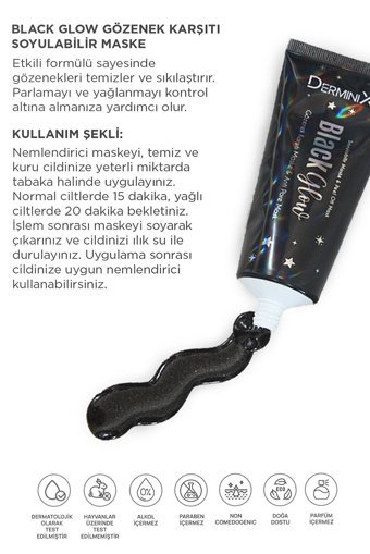 Derminix Black Glow Nemlendiricili Jel Yüz Maskesi 100 ml