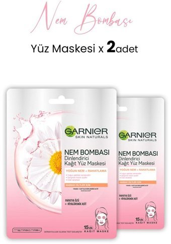 Garnier Dinlendirici Nemlendiricili Kağıt Yüz Maskesi 2x28 gr