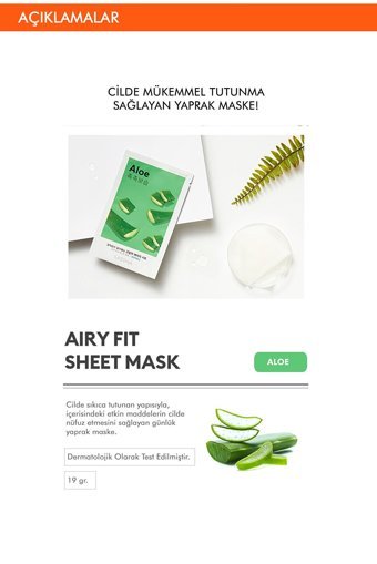 Missha Airy Fit Aloe Veralı Nemlendiricili Soyulabilir Kağıt Yüz Maskesi