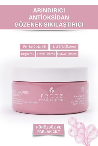 Freez Arındırıcı Antioksidan Pembe Killi Krem Yüz Maskesi 250 ml