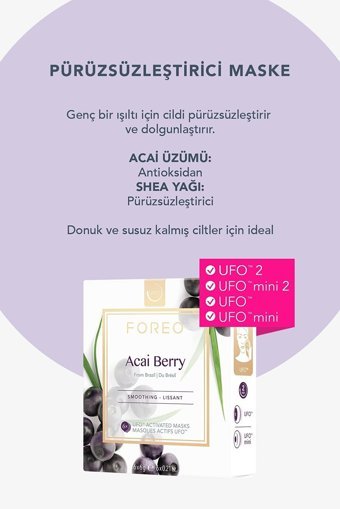 Foreo Mask Acai Berry Nemlendiricili Kağıt Yüz Maskesi 6 Adet