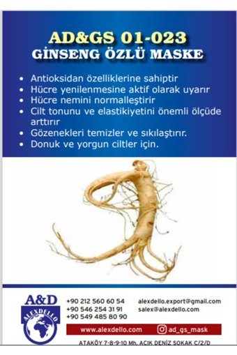 Alexdello Ginseng Özlü Nemlendiricili Toz Yüz Maskesi