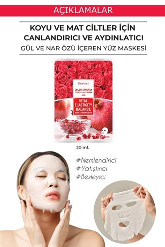 Deoproce Color Synergy Red Nemlendiricili Kağıt Yüz Maskesi 20 gr