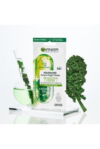 Garnier Lahana Özlü Detox Etkili Niacinamide Ampul Kağıt Yüz Maskesi 3x15 ml