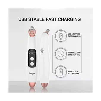 Eragon Led Ekranlı Şarjlı Vakumlu Siyah Nokta Temizleme Aleti Beyaz Rose