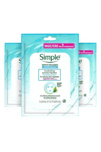 Simple Water Boost Nemlendiricili Kağıt Yüz Maskesi 3x21 ml