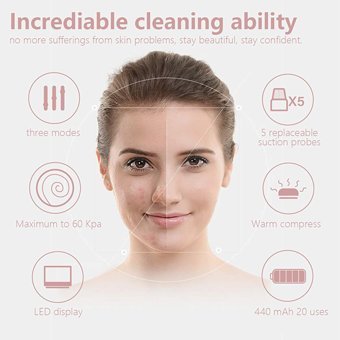 Jarke Led Ekranlı Şarjlı Vakumlu Siyah Nokta Temizleme Aleti Rose Gold
