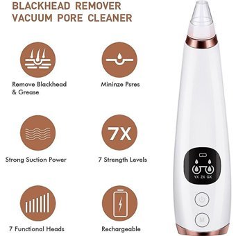 Jessieyou Mall Blackhead Remover Led Ekranlı Şarjlı Vakumlu Siyah Nokta Temizleme Aleti Beyaz