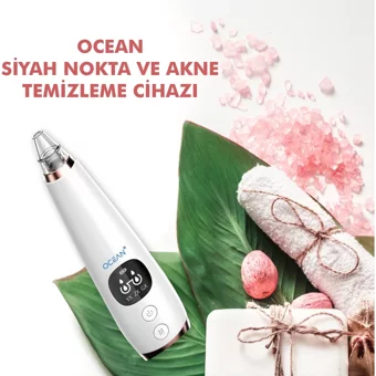 Ocean Led Ekranlı Şarjlı Vakumlu Siyah Nokta Temizleme Aleti Beyaz