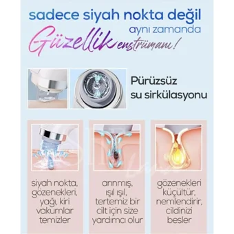 Sheland Hydra Led Ekranlı Buharlı Şarjlı Vakumlu Siyah Nokta Temizleme Aleti Beyaz