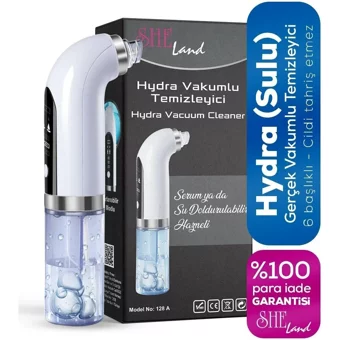 Sheland Hydra Led Ekranlı Buharlı Şarjlı Vakumlu Siyah Nokta Temizleme Aleti Beyaz