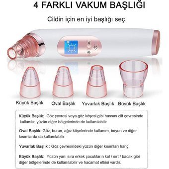 Vovento Led Ekranlı Şarjlı Vakumlu Siyah Nokta Temizleme Aleti Beyaz