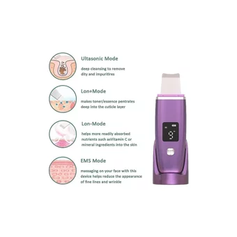 Jessieyou Mall Spatula Blackhead Remover Led Ekranlı Şarjlı Vakumlu Siyah Nokta Temizleme Aleti Mor