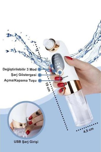 Janva Buharlı Şarjlı Vakumlu Siyah Nokta Temizleme Aleti Beyaz Bronz